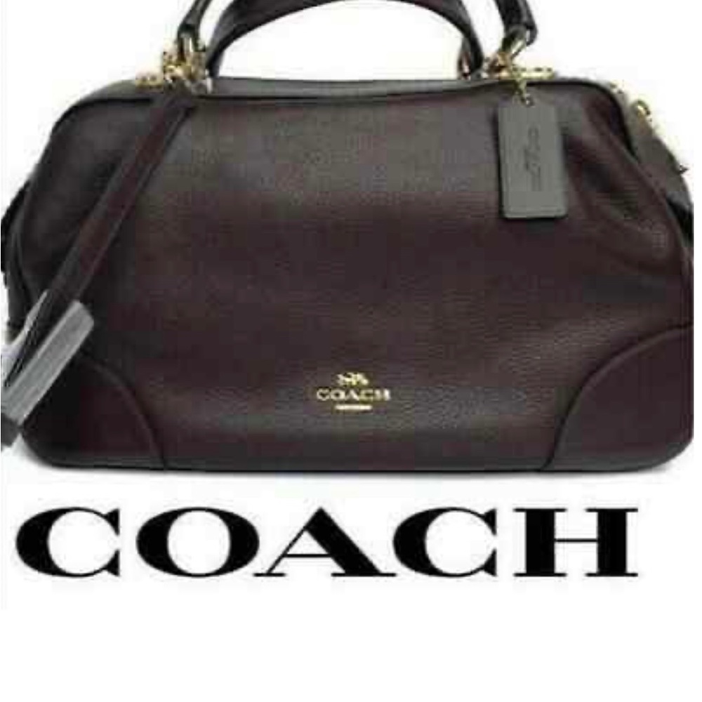 Coach 69621 Polished Pebble Leather Lane Satchel Purse Oxblood